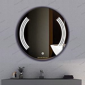 led mirror glass for bathroom wall - decorative home decor mirror for bedroom living room hall makeup room washbasin 24x24 inch round ts12