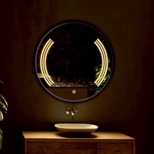 khushi decors led mirror glass for bathroom wall - decorative home decor mirror for bedroom living room drawing room hall makeup room and wash basin size - 24x24 inch round hd7