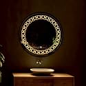 Khushi Decors LED Mirror Glass for Bathroom Wall - Decorative Home Decor Mirror for Bedroom, Living Room, Drawing Room, Hall, Makeup Room and Wash Basin (Size - 24x24 Inch Round HD4)