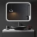 Khushi Decors LED Mirror Glass for Bathroom Wall - Decorative Home Decor Mirror for Bedroom, Living Room, Hall, Makeup Room, Washbasin (18x24 Inch Rectangle TS1)