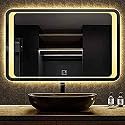 LED Mirror Glass for Bathroom Wall - Decorative Home Decor Mirror for Bedroom, Living Room, Hall, Makeup Room, Washbasin (18x24 Inch Rectangle TS13)