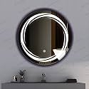 LED Mirror Glass for Bathroom Wall - Decorative Home Decor Mirror for Bedroom, Living Room, Hall, Makeup Room, Washbasin (24x24 Inch Round TS4)