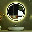 LED Mirror Glass for Bathroom Wall - Decorative Home Decor Mirror for Bedroom, Living Room, Hall, Makeup Room, Washbasin (24x24 Inch Round TS7)