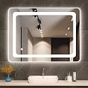 LED Mirror Glass for Bathroom Wall - Decorative Home Decor Mirror for Bedroom, Living Room, Hall, Makeup Room, Washbasin (18x24 Inch Rectangle TS10)