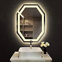 LED Mirror Glass for Bathroom Wall - Decorative Home Decor Mirror for Bedroom, Living Room, Hall, Makeup Room, Washbasin (12x18 Inch Oval TS1, framed)