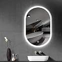 LED Mirror Glass for Bathroom Wall - Decorative Home Decor Mirror for Bedroom, Living Room, Hall, Makeup Room, Washbasin (18x24 Inch Oval TS2)