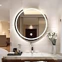 LED Mirror Glass Bathroom Wall with 3 in 1 Color (White,Warm,White) Designer Mirror for Bedroom, Living Room, Dressing Room, Hall, Wash Basin, Round Shape (Size - 21x21 Inch, Framed)