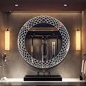 LED Mirror Glass for Bathroom Wall - Decorative Home Decor Mirror for Bedroom, Living Room, Hall, Makeup Room, Washbasin (21x21 Inch Round TS1)