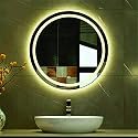 Khushi Decors LED Mirror Glass for Bathroom Wall - Decorative Home Decor Mirror for Bedroom, Living Room, Hall, Makeup Room, Washbasin (21x21 Inch Round TS6)