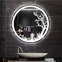 Khushi Decors LED Mirror Glass for Bathroom Wall - Decorative Home Decor Mirror for Bedroom, Living Room, Hall, Makeup Room, Washbasin (21x21 Inch Round TS10)
