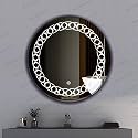 LED Mirror Glass for Bathroom Wall - Decorative Home Decor Mirror for Bedroom, Living Room, Hall, Makeup Room, Washbasin (24x24 Inch Round TS13)