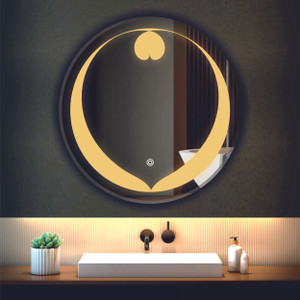 khushi decors led mirror with light bathroom wall decor makeup room 21x21 inch lt67 bathroom mirror heart finish  polished