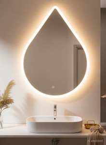 khushi decors led mirror with light bathroom wall decor makeup room 18x24 inch lt24 bathroom mirror triangle finish  polished