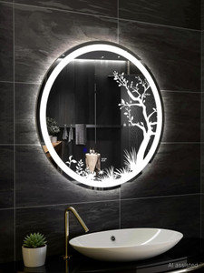 khushi decors led mirror with touch sensor  light for wall dcorsize 22 x 22 bathroom mirror