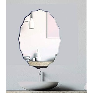 khushi decors mirror glass for bathroom wall - decorative home decor mirror for bedroom living room drawing room hall dressing room and wash basin oval shape size 18 x 24 inch unframed