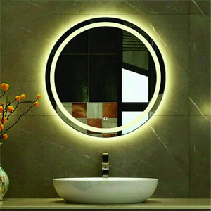 khushi decors round led wall mirror for living room bedroom  bathroomsize21 x 21 bathroom mirror semi curved finish  polished