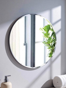 khushi decors round wall mirror glass for living bedroomkitchen  bathroom size15x15 inch bathroom mirror abstract finish  polished