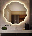 Khushi Decors Round Zig Zag Frame Wall Mirror with Touch Sensor & Light Size:18" x 18" Bathroom Mirror