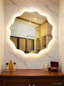 Khushi Decors Touch Sensor & Round Zig Zag Frame Wall Mirror Light Size:18" x 18" Bathroom Mirror