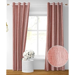 kiara creations premium room darkening embossed texture solid curtains 5 feet window pack of 1 rose gold