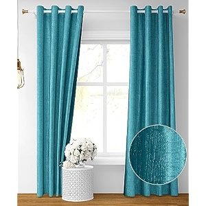 kiara creations premium room darkening embossed texture solid curtains 5 feet window pack of 2 aqua