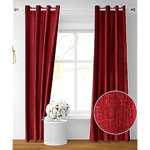 kiara creations premium room darkening embossed texture solid curtains 6 feet window pack of 2 maroon