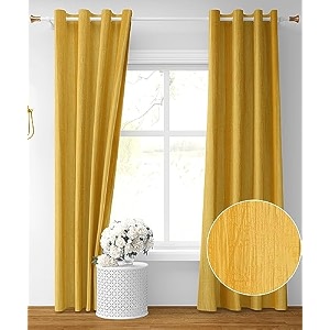 kiara creations premium room darkening embossed texture solid curtains 10 feet long door pack of 2 yellow