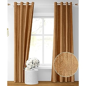 kiara creations premium room darkening embossed texture solid curtains 6 feet window pack of 1 chikoo