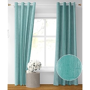 kiara creations premium room darkening embossed texture solid curtains 9 feet long door pack of 2 sky