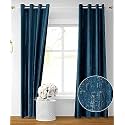 Kiara Creations Premium Room Darkening Embossed Texture Solid Curtains 10 Feet Long Door, Pack of 2, Teal