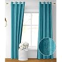 Kiara Creations Premium Room Darkening Embossed Texture Solid Curtains 10 Feet Long Door, Pack of 1, Aqua