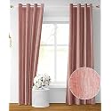 Kiara Creations Premium Room Darkening Embossed Texture Solid Curtains 10 Feet Long Door, Pack of 1, Rose Gold