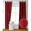 Kiara Creations Premium Room Darkening Embossed Texture Solid Curtains 7 Feet Long, Pack of 1, Maroon