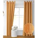 Kiara Creations Premium Room Darkening Embossed Texture Solid Curtains 10 Feet Long Door, Pack of 1, Gold