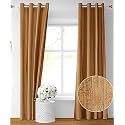Kiara Creations Premium Room Darkening Embossed Texture Solid Curtains 7 Feet Long, Pack of 1, Chikoo