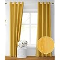 Kiara Creations Premium Room Darkening Embossed Texture Solid Curtains 7 Feet Long, Pack of 1, Yellow