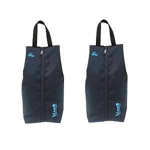 kiash shoe storage organizer bag with one zipper for traveling portable pouch waterproof lightweight polyester fabric for men and women - black - pack of 2
