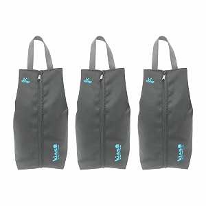 kiash shoe storage organizer bag with one zipper for traveling portable pouch waterproof lightweight polyester fabric for men and women - grey - pack of 3
