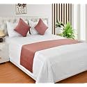 KIB 200 TC Dusty Rose Velvet Quilted Bedsheet Runner Set 18x96 Inch with 2 Cushion Covers 16x16 Inch | Quilted Designer Bedrunner for Double Bed Soft Luxury Hotel Style Bedding Decoration (Pack 1)