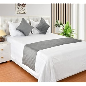 kib 200 tc light grey velvet quilting bedsheet runner set 18x96 inch