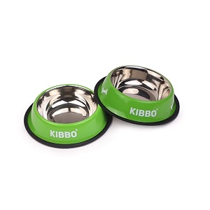 food grade stainless steel dog and cat bowl anti skid water amp food feeding pet bowl premium amp vibrant colors750 mlfor small medium large pet breedsgreenpack of 2