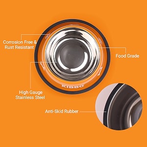 food grade stainless steel dog and cat bowl anti skid water amp food feeding pet bowl premium amp vibrant colors750 ml printedfor small medium large pet breedsorangepack of 2