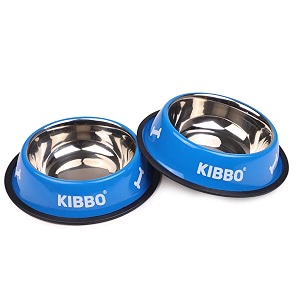 food grade stainless steel dog and cat bowl anti skid water amp food feeding pet bowl premium amp vibrant colors750 ml printedfor small medium large pet breedsbluepack of 2