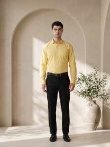 Kibit Men Solid Formal Yellow Shirt