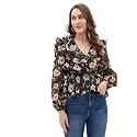 Kibo Women39s Black Floral Print Long Sleeve