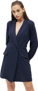 KIBO Women A-line Blue Above Knee Mid