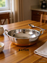 KICHENLY Copper Bottom Stainless Steel Kadhai Pot