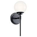 Kichler Benno 1-Light Wall Sconce, Modern Light with Opal Glass in Black, for Bathroom, Powder Room, Kitchen, Bedroom, or Hallway (13.75" x 5.25"), 55170BK