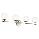 Kichler Benno 4-Light Bathroom Vanity Light, Polished Nickel