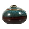 Kichvoe Ceramic Tea Canister Blue Glazed Tea Storage Jar Kitchen Decor